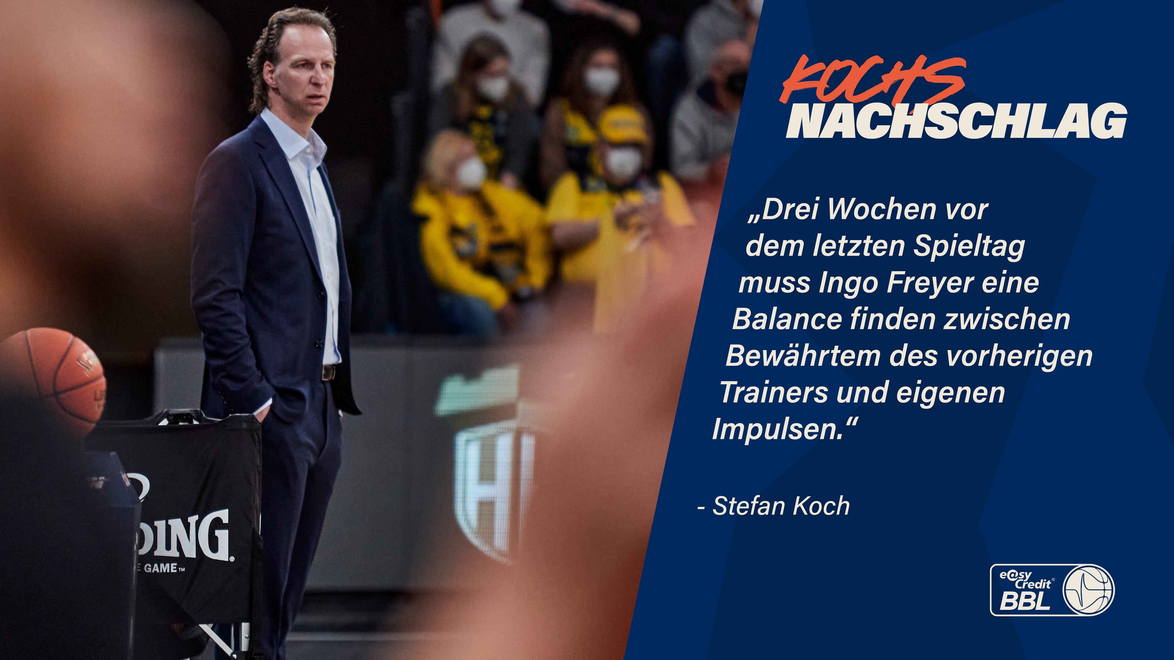 Es ist eine oft erlebte Methode: Wenn es nicht läuft, wird der Trainer ausgewechselt, um auf die Schnelle noch dringend benötigte Siege zu generieren. Welche Chancen und Gefahren gibt es sechs Spieltage vor Saisonende für Ingo Freyer und den SYNTAINICS MBC?
