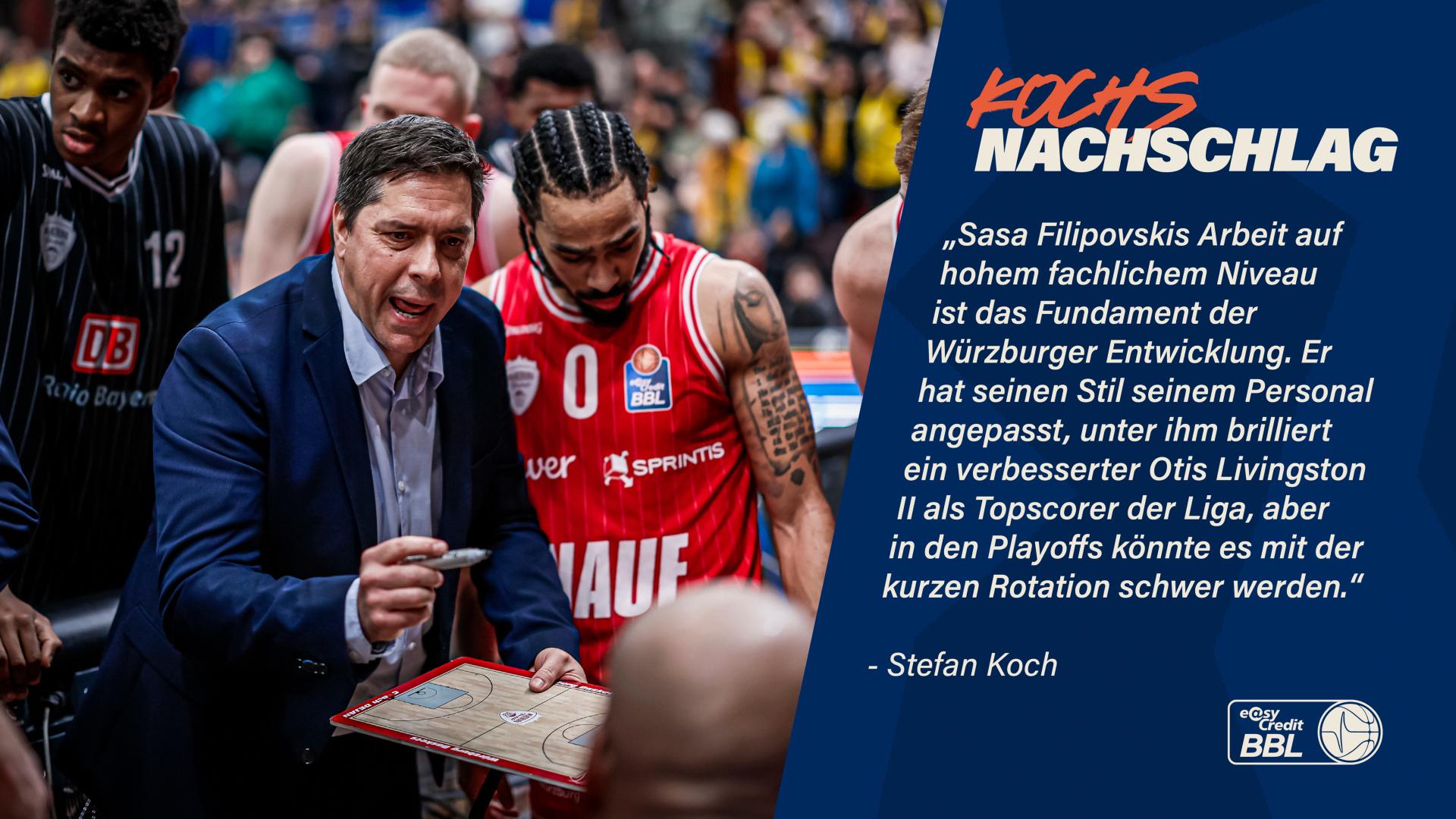 Dieser Nachschlag zu den Würzburg Baskets ist längst überfällig! Die Mannschaft von Sasa Filipovski hat 14 ihrer letzten 16 Begegnungen gewonnen und hätte beim aktuellen Stand als Tabellenvierter Heimvorteil in der ersten Playoff-Runde! Aber Vorsicht, auch in der vergangenen Spielzeit waren die Unterfranken in Richtung Post Season unterwegs, ehe ihnen Verletzungen in der entscheidenden Saisonphase einen Strich durch die Rechnung machten. Im Moment sind Form und Ausgangslage aber exzellent. Ich möchte die Würzburger Stärken in drei Kategorien analysieren: Schlüsselfiguren, Offensive und Defensive. 