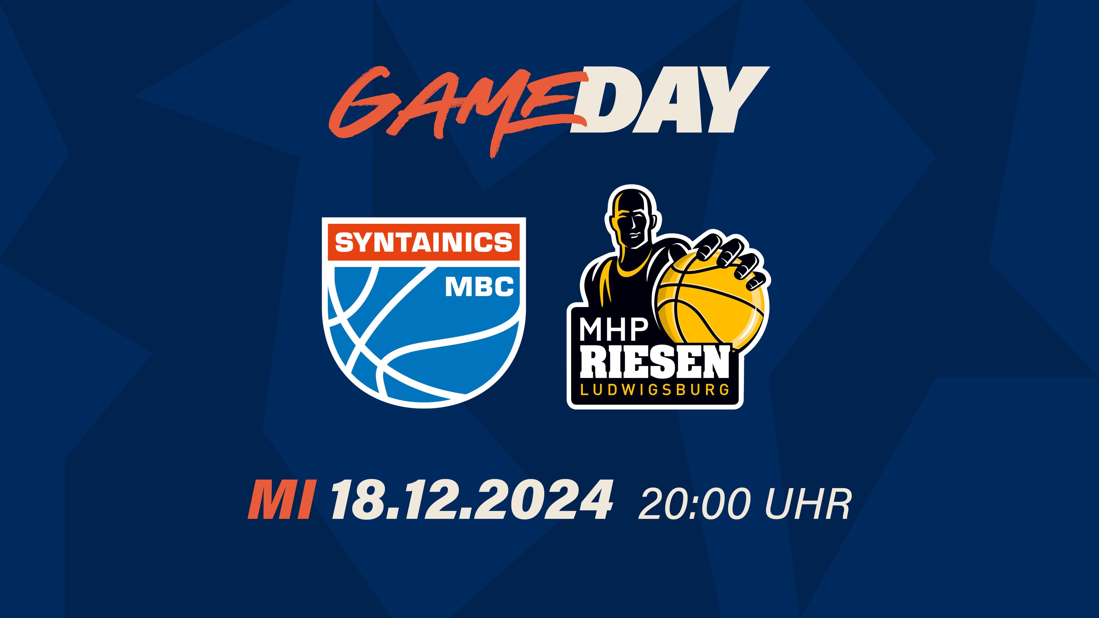 Weihnachten geruhsam auf einem Playoff-Platz feiern? In den Genuss so entspannter Festtage kommt - wenn überhaupt - wohl nur der Gewinner dieses vom achten Spieltag übrig gebliebenen Nachholspiels. Aktuell rangieren die MHP RIESEN Ludwigsburg mit 6:4 Siegen auf dem fünften Platz und der SYNTAINIVS MBC mit 5:4 Siegen nur auf dem achten Platz. Bei einem Heimsieg der Wölfe würden beide Teams vor dem 21. Spieltag ihre Plätze tauschen und dieser nächste reguläre Spieltag hat es am kommenden Samstag für beide Teams in sich: Der MBC muss nach Würzburg und Ludwigsburg nach Hamburg.