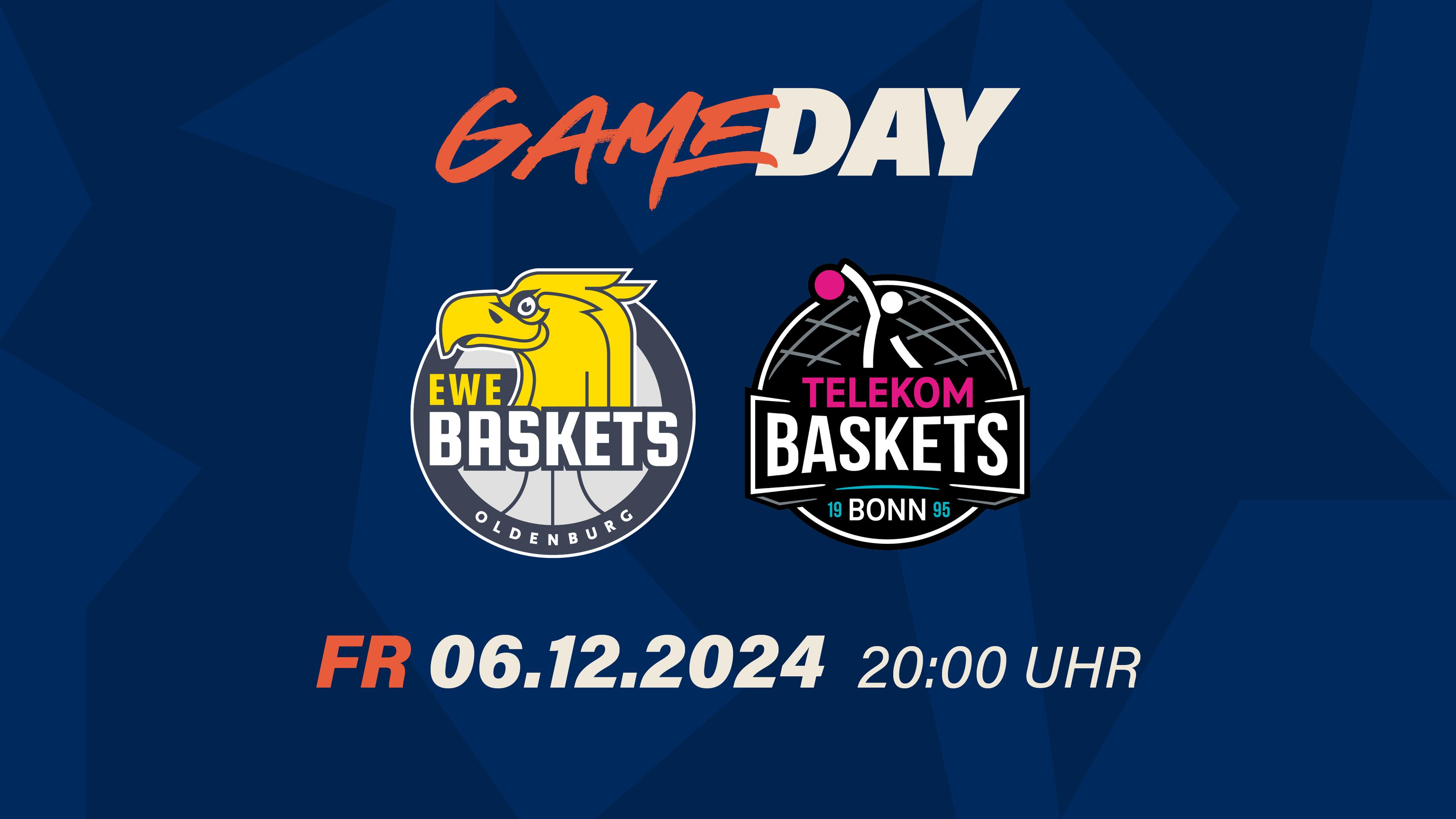 Die EWE Baskets Oldenburg und die Telekom Baskets Bonn sind als Zehnter und Elfter mit jeweils 4-4-Spielen punktgleich Bei dem Duell geht es also darum, den Anschluss an die direkten Playoff-Ränge zu halten. Oldenburg ist zwar in der EWE Arena mit 4-0 ungeschlagen, hat aber seit drei Wochen kein Pflichtspiel mehr absolviert. Auf den Heimsieg nach Verlängerung gegen Frankfurt folgte die Länderspielpause, am vergangenen Spieltag setzten die Niedersachsen aus. Wie schnell findet das Team zurück in den Rhythmus? Die Telekom Baskets wiederum kassierten in der Vorwoche eine herbe 75:95-Heimniederlage gegen Ulm. Wie reagieren sie darauf?