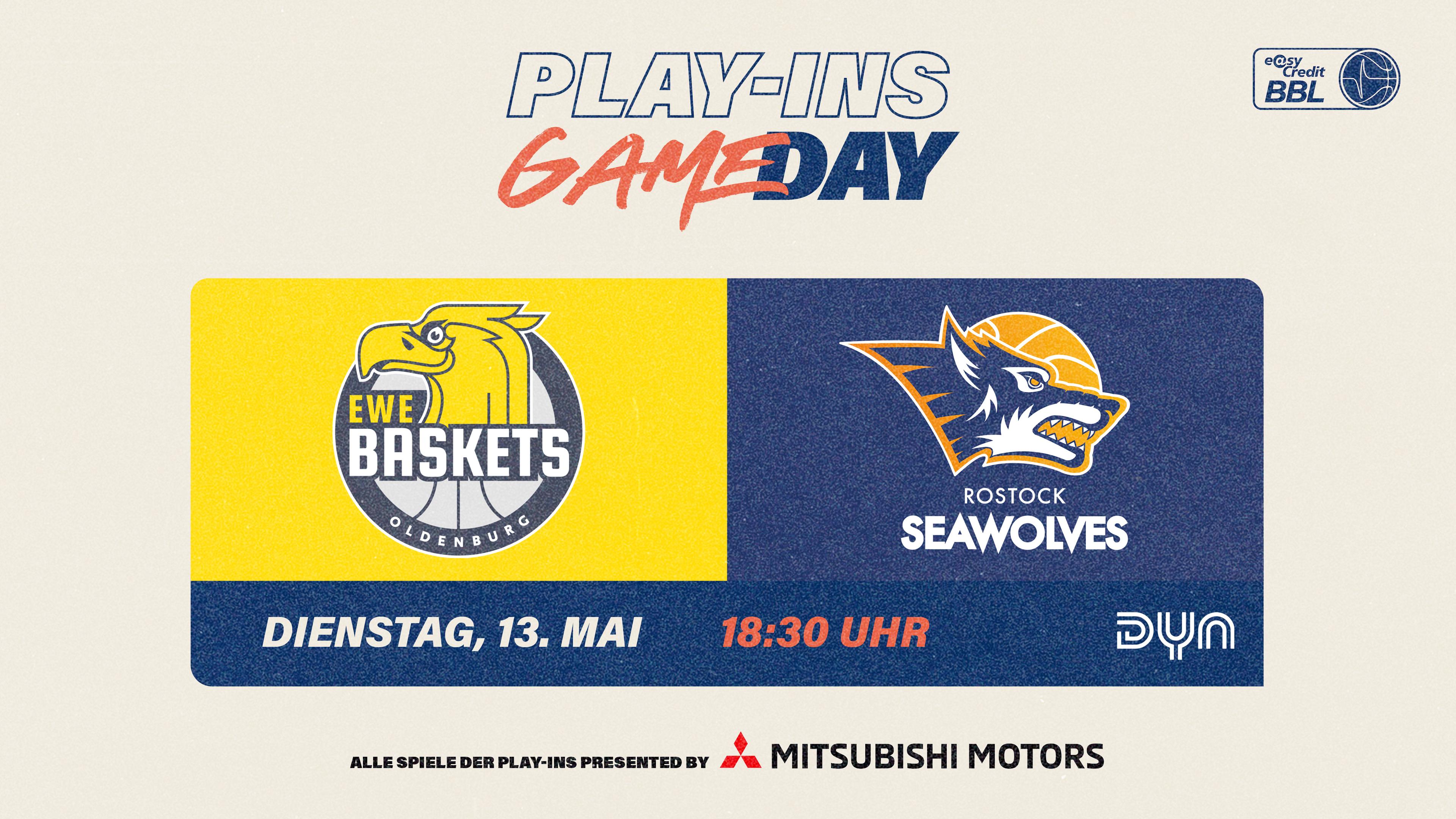  Mehr Brisanz ist nicht vorstellbar, denn beim Duell zwischen den EWE Baskets Oldenburg und den ROSTOCK SEAWOLVES ist für den Verlierer des Abends die Saison beendet. Es gibt kein Netz und keinen doppelten Boden! Dem Sieger winkt anschließend bereits am Donnerstag eine zweite Gelegenheit, doch noch den Sprung in die Playoffs zu schaffen – dann steht das Duell gegen den Verlierer des Schlagabtauschs zwischen ALBA BERLIN und dem SYNTAINICS MBC an. Wer auch immer das dritte Spiel der Play-Ins um den achten Platz bestreitet, steht vor anstrengenden Tagen, denn der Sieger vom Donnerstag muss als Tabellenachter direkt am Samstag zum ersten Viertelfinale beim Hauptrundenersten antreten, da München die Halle am Wochenende nur am Samstag zur Verfügung steht.