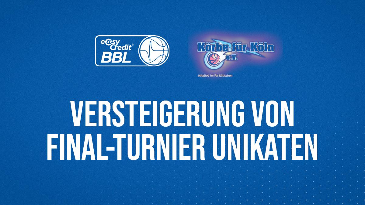 Die easyCredit Basketball Bundesliga versteigert ab sofort insgesamt 18 käuflich nicht zu erwerbende signierte Bälle und Trikots zugunsten des Sozial- und Sportvereins Körbe für Köln e.V. Die Auktionen laufen bis zum Montag, den 19. Oktober 2020.