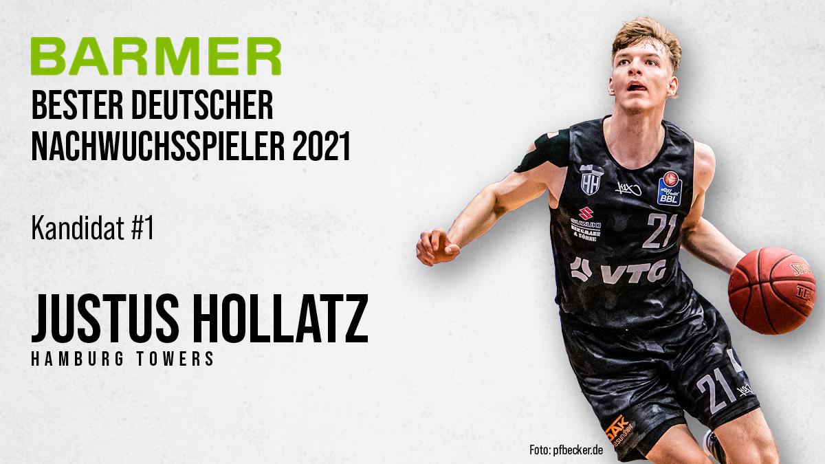 Justus Hollatz, Point Guard bei den Hamburg Towers, ist für die Saison 2020/21 als "Bester deutscher Nachwuchsspieler" nominiert worden. Er ist einer von sechs Kandidaten für den Award, den die easyCredit BBL in Kooperation mit der BARMER verleiht. Hier seine Video-Highlights - was haltet Ihr von Hollatz‘ Saison?