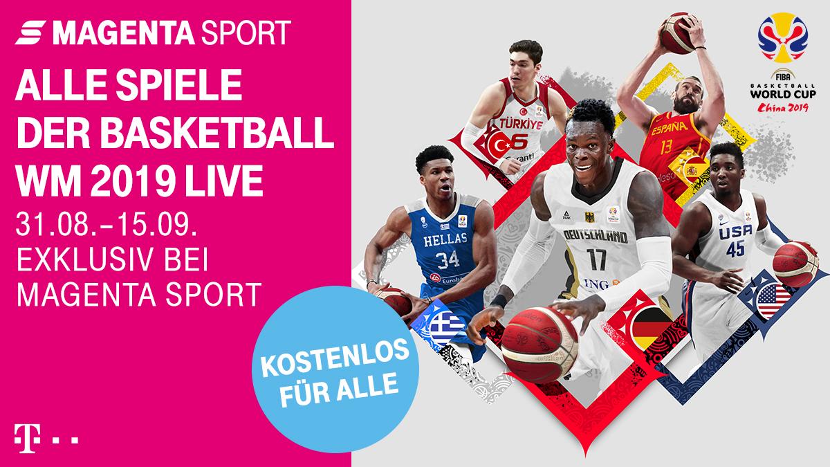 MagentaSport überträgt ab Samstag, 31. August, alle 92 Spiele der Basketball-WM live in HD. Alle Spiele sind kostenlos für alle, ohne Abo und ohne Registrierung.